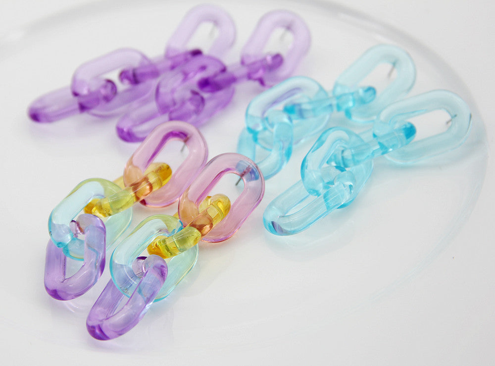 Orecchini a catena resina effetto jelly