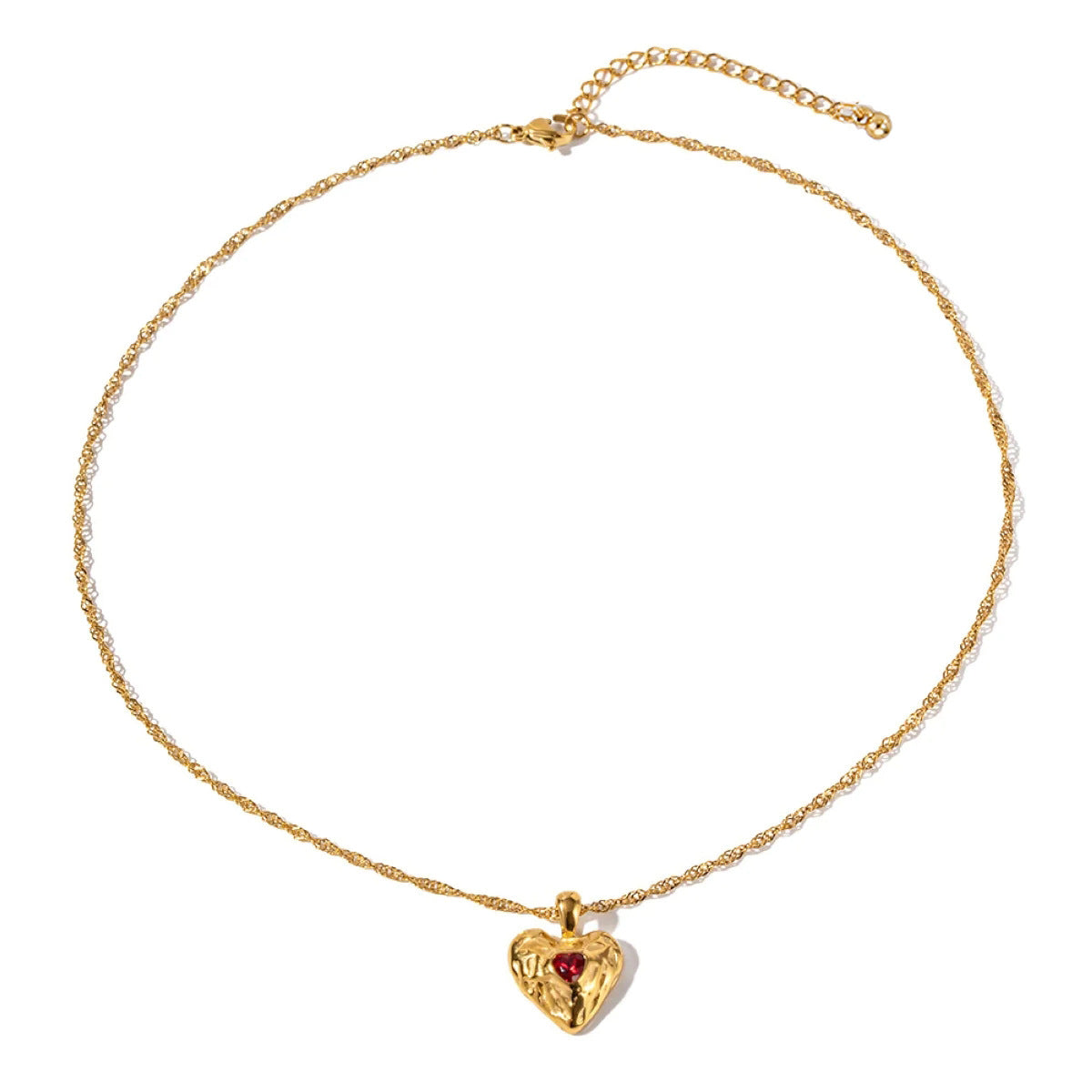Collana con ciondolo a cuore con cristallo incolore o rosso