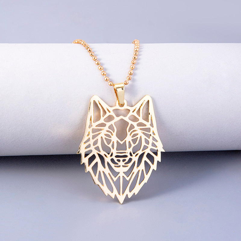 Collana con ciondolo testa di lupo stilizzata