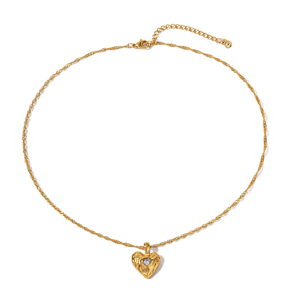 Collana con ciondolo a cuore con cristallo incolore o rosso