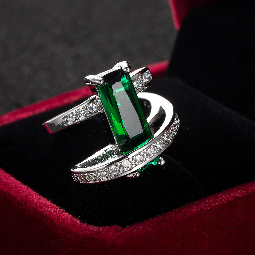 Anello "Sparkle" con zircone verde