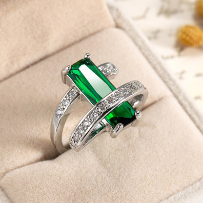 Anello "Sparkle" con zircone verde