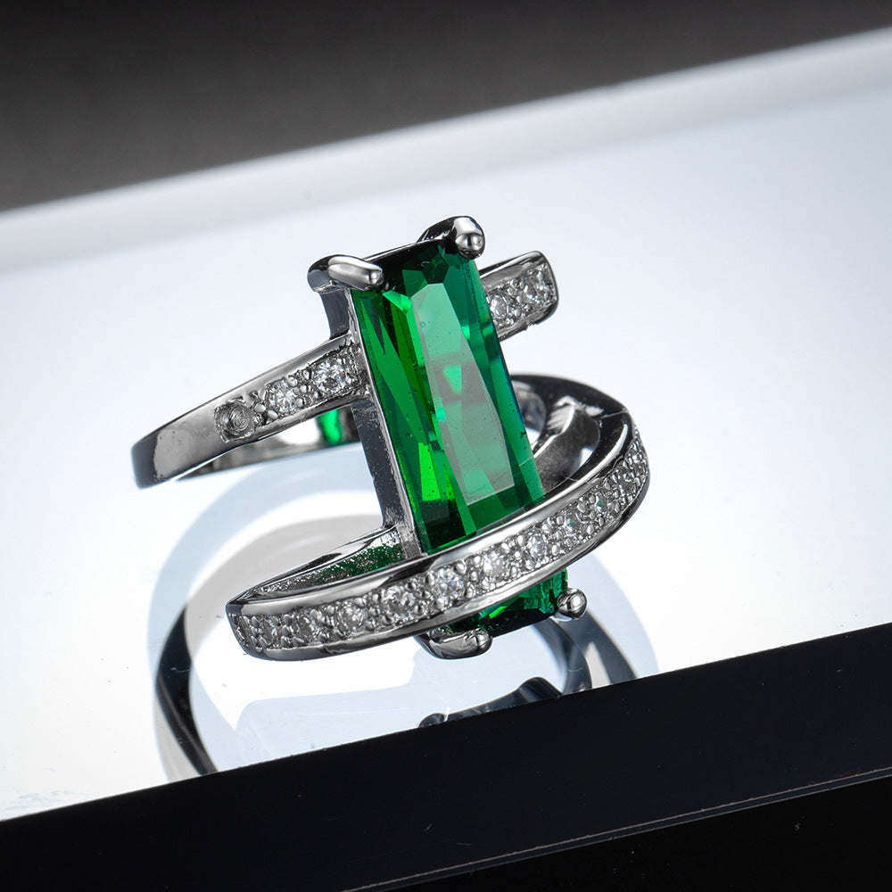 Anello "Sparkle" con zircone verde