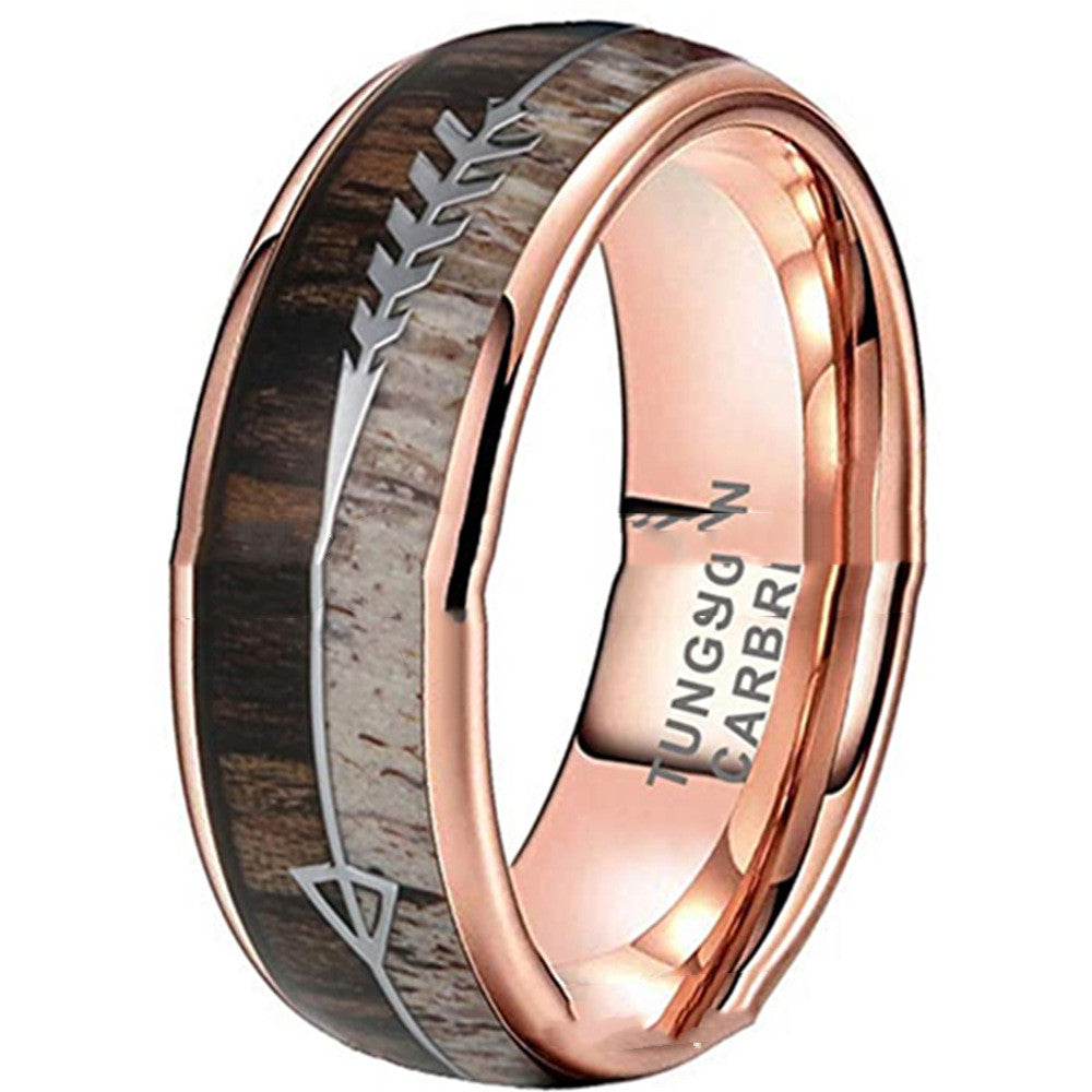 Anello freccia unisex in oro e tungsteno