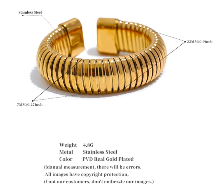 Anello aperto “Minimal” acciaio inossidabile placcato oro 18K