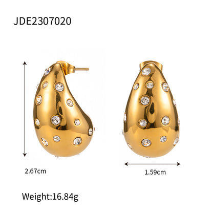 Orecchini a goccia in acciaio placcati oro 24K/ argento 925 con zirconi