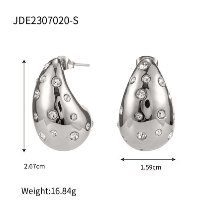 Orecchini a goccia in acciaio placcati oro 24K/ argento 925 con zirconi